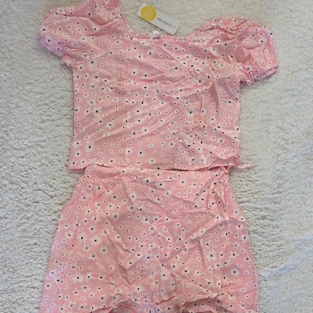 Pink Floral Two-Piece Set